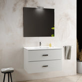MOBILE BAGNO SOSPESO CON SPECCHIERA E LAVABO INTEGRATO MODELLO SIMONA 90CM